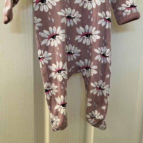 Nordstrom by Cristina Martinez Pink Timber Eye Petals Footie Cotton Size Newborn - Picture 8 of 8